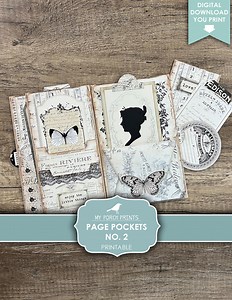 Junk Journal, Page Pockets, No. 2, Folio, Folder, Black and White, Insert, Kit, Vintage, My Porch Prints, Digital, Download, Printable - Etsy