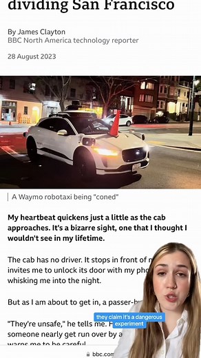 I’d be nervous to get in one, personally! What are your thoughts on #robotaxis 👀 Safe? Unsafe? Let me know! #selfdirivng #taxi #robot #sanfran #sanfrancisco #BBC #article #articlereview #greenscreen | MyComputerCareer