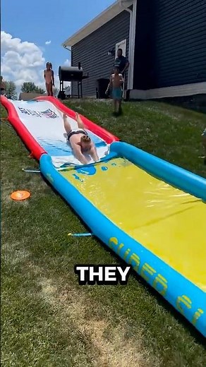 DIY SLIP N SLIDE with Trash Bags! #shorts #summer