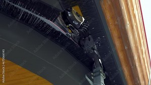 Mechanism controlling door system of the cableway funicular, close up