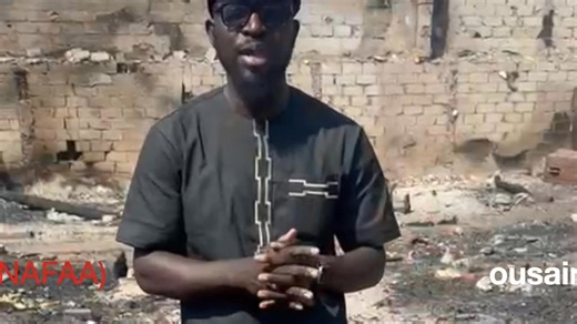 The interim leader of , Ousainou Allen has visited the fire victims of Banjul market to measure the extent of damaged caused by the inferno. It was established that about 36 capentry workshops were destroyed in the blaze . He assured the victims of his continued support and prayers in this trying times . | Kairaba News Network | Facebook