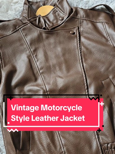 Vintage Motorcycle Style Leather Jacket, Stand Collar Design, European and American Fashion, #retrolook #jacket #womensjacket #vintage #dealdrops