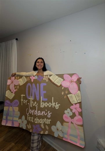 ONE of my favorites yet 📚🌸🌺#oneforthebooks #handpaintedbanner #fyp #smallbusiness #shopsmall