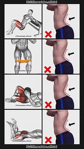 ✅ How to Fix Pelvic Tilt ① Hip Thrust ② Band Standing Hip Abduction ③ Dumbbell Frog Hip Thrust ④ Lying Alternate Frog Kick 3 sets 10-12 reps #fitness #gym #exercise #workout #workoutroutine #exercisetips #fitnesstips #bodybuilding #pelvicpain | Fitnesslabo