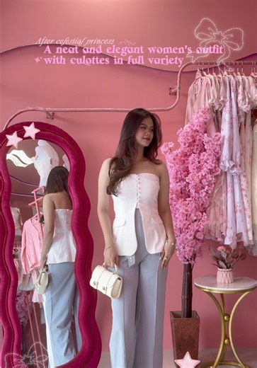 Effortlessly chic, effortlessly you 💖 Crop top & culotte — the perfect combo for your elegant daily look ✨ Only at After Celestial Princess 👑 #aftercelestialprincess #cianjur #fashionstyle