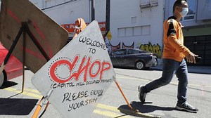 Man Starts Tearing Down Seattle's CHOP Zone, Flipping Tables and Throwing Barriers