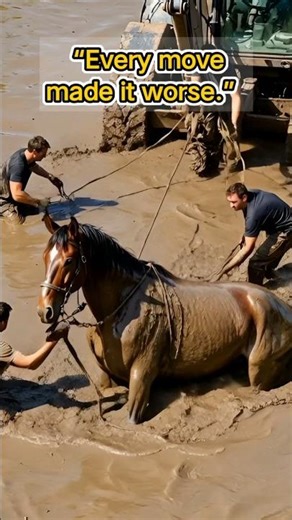 A horse was trapped deep in thick swamp mud, sinking with every struggle. #shortvideo #horse