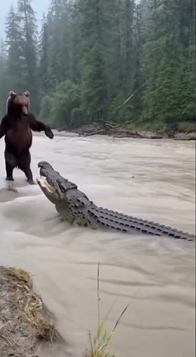 Unreal Footage: Bear Survives Croc Attack!