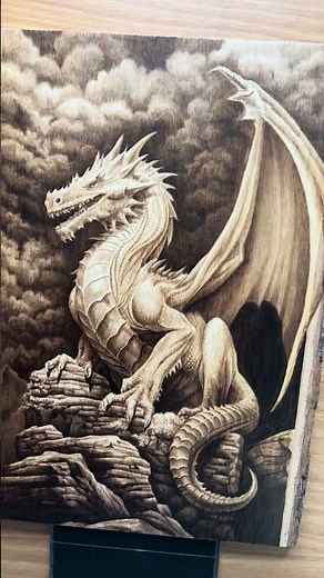 Wood Burning a Realistic Dragon by Hand #pyrography #woodart #satisfying
