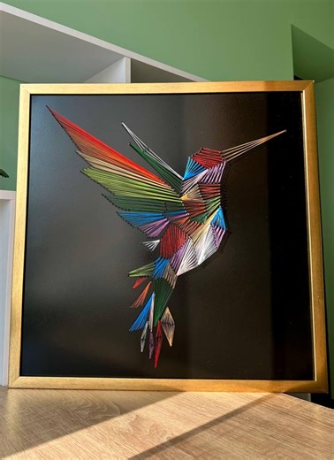 Rainbow Hummingbird String Art in Gold Frame - Etsy