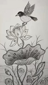 17K views · 327 reactions | Drawing a Lotus Pond and a bird - Morning Tutorial #tutorial #drawing #paint #artwork #facebook #explorepage | DEEPFLAME | Facebook