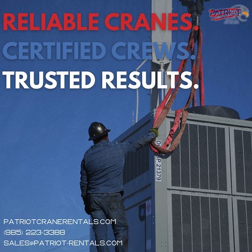When reliability matters, trust the team that delivers results you can count on. 🏗 We understand your timelines, your challenges, and the importance of getting it right the first time. Contact us today for reliable, efficient, and expert crane solutions. 📱985.223.3388 💻www.patriotcranerentals.com 📧sales@patriot-rentals.com #PatriotCraneRentals #CraneRentals #HeavyLifting #LiftWithPatriot #Louisiana | Patriot Crane Rentals