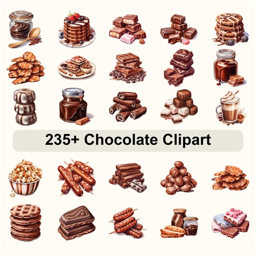 235+ Chocolate Clipart Bundle | Sweet Dessert PNG Graphics | Candy Cocoa Treats Art | Bakery Designs for Stickers Cards Packaging - Etsy