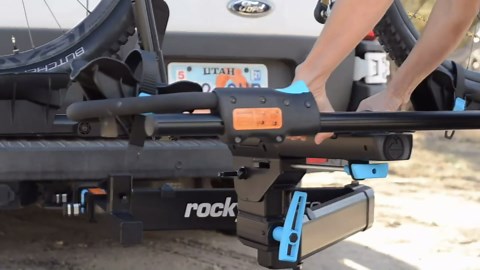 RockyMounts BackStage 2" Receiver Swing Away platform hitch 2 bicycle rack. Allows full access to the rear of the vehicle with bikes on or off the rack.