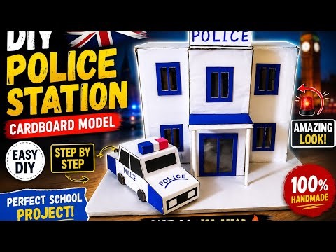 Mini Cardboard Police Station 🚔 | DIY Police Station Model | Miniature Craft