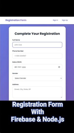 📝 Registration Form with Firebase & Node.js #firebase #nodejs #coding