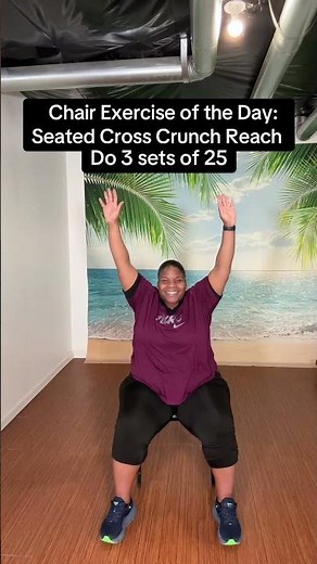 Chair Workout | Seated Cross Crunch Reach #seatedexercises #absworkout