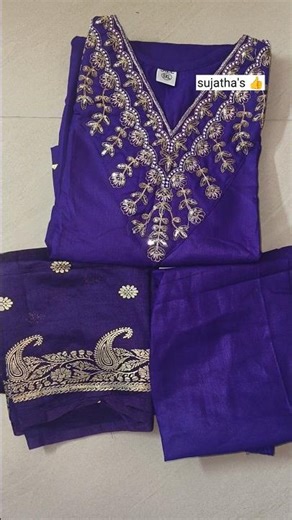 beautiful dress 3piece kurta set viral purple colour dress #shorts# neck work design