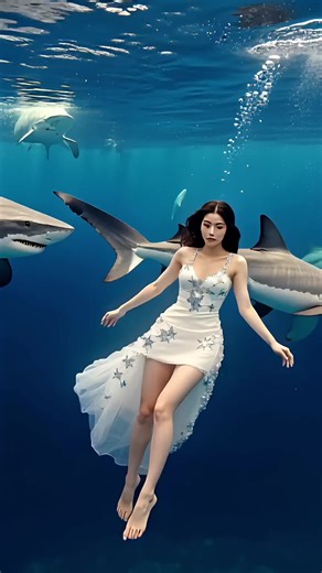 Beautiful Woman Floats Underwater With Sharks — And They Never Touch Her 🦈✨ Suspended in crystal-clear water, a beautiful woman floats calmly as sharks glide past her without a single sign of aggression. A breathtaking, almost surreal moment that blurs the line between danger and serenity. #UnderwaterBeauty #SharksUpClose #FearlessGrace #OceanSerenity #ViralNature beautiful woman underwater, floating with sharks, calm with sharks, underwater elegance, ocean predators, peaceful shark encounter, 