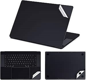 IMMOENUC 3-in-1 Laptop Sticker Decals For 2023 Macbook Pro 16inch A2991 M3 Pro/M3 Max Solid Colour Laptop cover Top cover+Bottom cover+Full tray Sticker Compatible with 2021 Pro 16 (A2780/A2485) Black