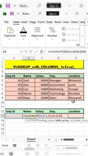 VLOOKUP with COLUMNS In Excel