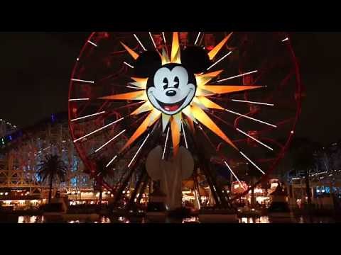 Setting up World of Color's Mickey's Fun Wheel projection screen - Disney California Adventure