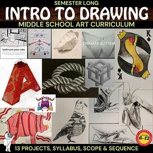 Intro to Drawing 2, High, Middle School Semester Art Curriculum, 10 Projects