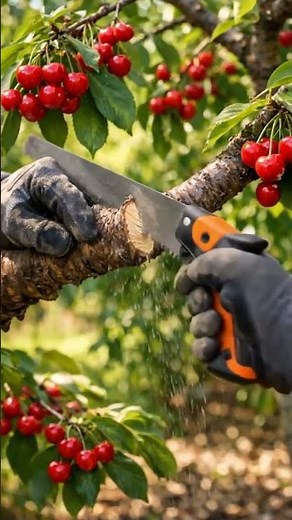 Cherry 🍒 Tree Pruning with Hand Saw 🪚 for Faster Growth#pruning #satisfying