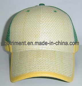 [Hot Item] High Quality Plain Straw Front Mesh Back Sport Golf Trucker Hat (STRAW)