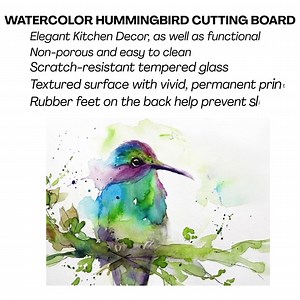 Watercolor Hummingbird Glass Cutting Board | Optional Personalized Hummingbird Board, Bird Lover Gifts, Gardener Gifts, Mothers Day Present - Etsy