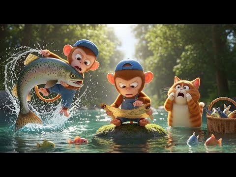 BiBi Monkey & The Big Fish Surprise by the River 🐒🐟🌊🗺️ | Monkey Family