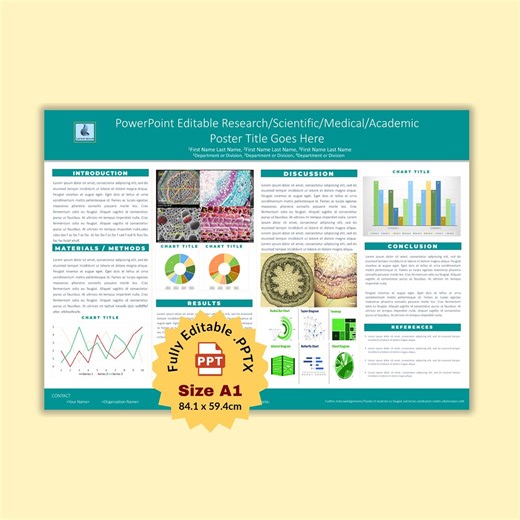 A1 Research Poster Template Editable PowerPoint | Scientific Poster Presentation | Academic Conference, Medical, university poster