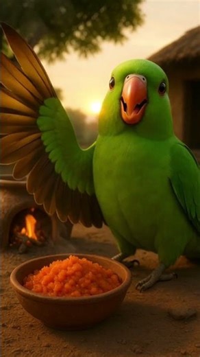 Parrot cook gajer ka halwa #ai #parrot #cooking #hindi