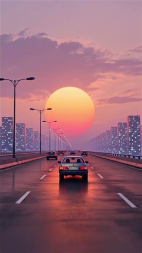 Driving Into the Giant Sunset 🌅full video on channel|Relaxing City Highway Ambience 4K#sunsetstream