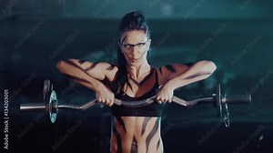 Beautiful Fitness Woman preparing to lift some heavy weights.