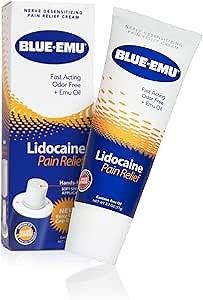 BLUE-EMU Lidocaine Pain Relief Cream for Fast, Numbing Relief, 2.7 Oz, 1 Pack