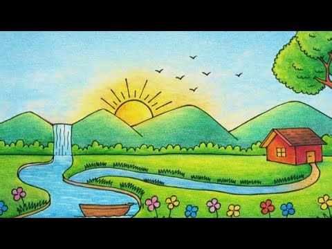 How to Drow village scenary drowning easy tecniq drowning video step by step art video tutorial art