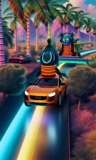 pawai mobil warna warni lucu