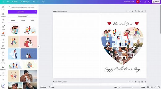 Photo Collage Valentine Day Card Valentine Day Card Template Canva Editable Template Digital Download Valentine Cards Drag and Drop - Etsy