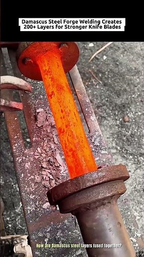 Damascus Steel Forge Welding Creates 200+ Layers for Stronger Knife Blades #industrialcrush