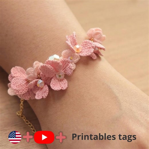 Floral Jewelry Tutorial, Miniature Crochet Flower Patternmicro, Bracelet Pattern PDF   Video Tutorial - Etsy
