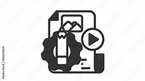 animated content management and gear icon. Perfect for seo, web, website, search, digital, online, computer, animation, animated, technology, internet, interface, browse, optimization, www, browser