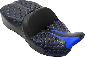 Motorcycle Hammock Seat Cushion - Bagger Comb Strapped 2-Up One-Piece Fit for Harley Touring Road Glide FLTRX 2009-2023; Road Glide Limited FLTRK 2020-2023 Ultra Limited FLHTK 2009-2023