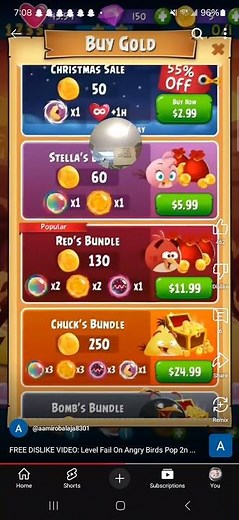 Angry Birds Pop Level Failed