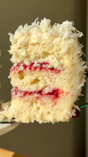 Rachel (aka Maude) | Light, fluffy, sweet, a little tart… I could go on and on! 🥥 This Coconut Raspberry Cake hands down is one of the best cakes! It has a... | Instagram