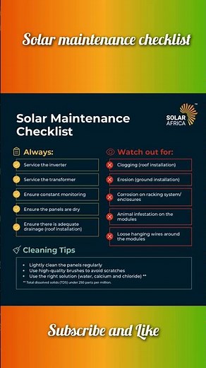 Solar maintenance checklist