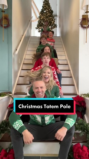 Human Christmas Totem Pole Challenge