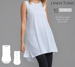 Sleeveless Tunic Sewing Pattern: Loose Fit Summer Top (XS-4XL) (PDF Pattern) - Etsy
