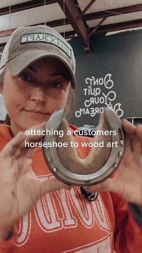 Real Horseshoe Attached with Horseshoe Nails to Wooden Portrait Art