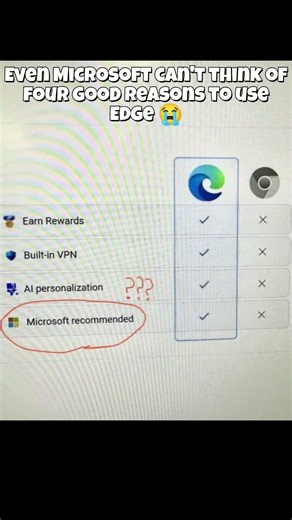 Even Microsoft can't think of four good reasons to use Edge 😭